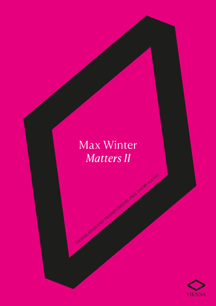 Das Bild zeigt das Titelbild des Romans Matters II, eine schwarze Raute vor einem pinken Hintergrund.