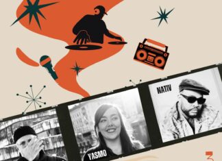 Yasmo bei Rap³ / Botschaft Bangkok Das Plakat zeigt die Informationen zum Festival mit Bildern von Yasmo, Nativ und Pöbel MC.