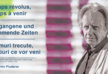 Vergangene und kommende Zeiten / Kulturforum Bukarest Das Bild zeigt das Tourneeplakat mit dem Schauspieler Martin Ploderer