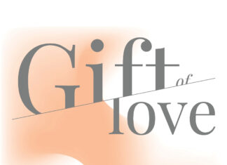 Gift of Love / Botschaft Sofia Das Bild zeigt den Flyer zum Konzert vor einem weißen Hintergrund mit orangenen Formen