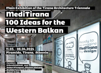 IMAGINE DIGNITY in Albanien / Botschaft Tirana Das Bild zeigt eine Ansicht der Ausstellung mit den Daten der Ausstellung im Vordergrund