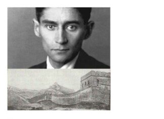 Buchpräsentation in Udine / Kulturforum Mailand Das Bild zeigt das Plakat der Veranstaltung mit einem Foto von Franz Kafka sowie einer Grafik der chinesischen Mauer