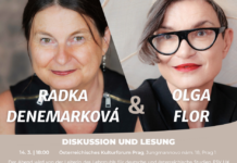 Diskussion und Lesung zur IMAGINE DIGNITY / Kulturforum Prag Das Bild zeigt eine Porträtaufnahme der beiden Autorinnen sowie ihre Namen, Informationen zur Veranstaltung und die Logos der Partner.