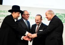 Iftar-Veranstaltung mit BM Schallenberg und IGGÖ Präsident Vural / Task Force Dialog der Kulturen im Außenministerium Das Bild zeigt Außenminister Schallenberg mit IGGÖ Präsident Vural, Kardinal Schönborn und Rabbi Hofmeister.