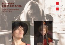 „Das Unerhörte ist alltäglich geworden“ / Kulturforum Prag Das Bild zeigt Ingeborg Bachmann leicht im Hintergrund und Portraits der zwei Künstlerinnen.