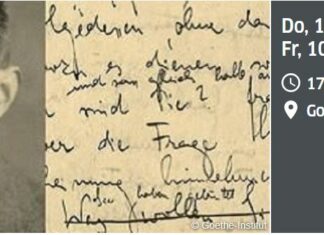 Kafkas 100. Todestag / Botschaft Oslo Das Bild zeigt Franz Kafka, seine Handschrift, Ort und Zeit der Veranstaltung