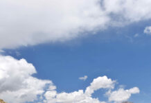 Kunstfestival / Kulturforum New Delhi Das Bild zeigt das Kunstwerk “River of Sweat” von Anshu Singh, einen bunten gestrickten Teppich der über mehrere Wüstendünen verläuft