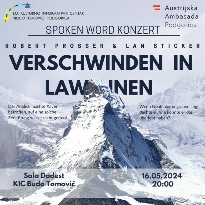 Der Ankündigungsflyer zeigt eine schroffe, leicht verschneite Felsspitze. Links und rechts des Felsens stehen zwei kurze Zitate aus des Roman. „Der Anblick machte Xaver ganz betroffen, auf eine solche Zerstörung war er nicht gefasst.“ „Wenn Noah hier begraben liegt, dachte er, wie könnte er das überlebt haben?“