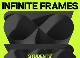 Infinite Frames / Generalkonsulat Hongkong Das Bild zeigt einen Flyer mit den Details zu der Veranstaltung mit Grafiken in Hellgrün und Schwarz.