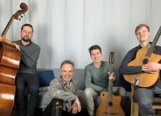 Ukraine: Jazz als Widerstandskraft / Botschaft Stockholm Das Bild zeigt das Mozarteum Jazz Quartet mit Benjamin Schmid.