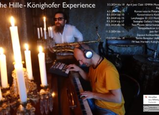 The Hille – Könighofer Experience / Botschaft Helsinki Das Bild zeigt Pianist Sid Hille und Saxophonist Herbert Könighofer bei einem Auftritt sowie die Daten ihrer heurigen Tournee.