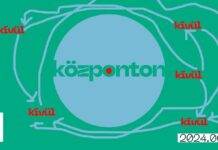 Outside the center: Decentralized perspectives in East-Central European contemporary art / Kulturforum Budapest Das Bild zeigt das Plakat bzw. die Veranstaltungsankündigung der Podiumsdiskussion in den Farben grün, blaut rot.