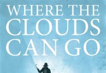 WHERE THE CLOUDS CAN GO / Österreichische Botschaft Ottawa Das Bild zeigt den Bucheinband des Buches „Where the Clouds Can go“ von Conrad Kain. Man sieht einen Bergsteiger umringt von Wolken und Eis