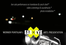 Werner Puntigam EAR X EYE arts in Timişoara / Kulturforum Bukarest Das Bild zeigt Werner Puntigam posaunend live on stage