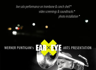 Werner Puntigam EAR X EYE arts in Timişoara / Kulturforum Bukarest Das Bild zeigt Werner Puntigam posaunend live on stage