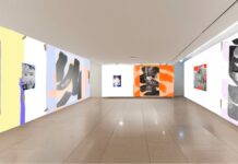 Ausstellung „Something Happened“ von Tatjana Danneberg / Kulturforum Paris Das Bild zeigt Kunstfotografien die in verschiedenen farblichen Kontexten, von einem hellen Gelb bis zu einem kräftigen Rot, gehalten sind