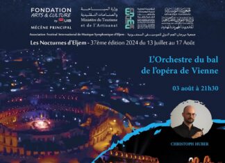 Konzert des Wiener Opernballorchesters in El Jem / Botschaft Tunis Das Bild zeigt ein Orchester inmitten eines Amphitheaters in Abendstimmung