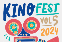 KinoFest – German Language Film Festival in Patras / Botschaft Athen Das Bild zeigt das diesjährige Plakat des KinoFest - German Language Film Festival. Das Bild zeigt eine bunte graphische Darstellung einer Kamera, die Ankündigung des KinoFestes ist in Griechisch verfasst.