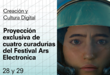 Ars Electronica in Bogota / Botschaft Bogota Das Bild zeigt eine Szene aus dem Kurzfilm MOIRAI THREAD OF LIFE von Ina Conradi und Marc Chavez, begleitet vom Text „Schöpfung und Digitale Kultur“, Exklusive Vorführung von vier Programmen des Ars Electronica-Festivals, 28. und 29. August, Auditorio Mutis, Sede Claustro, Calle 12c #6-25.