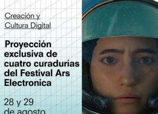 Ars Electronica in Bogota / Botschaft Bogota Das Bild zeigt eine Szene aus dem Kurzfilm MOIRAI THREAD OF LIFE von Ina Conradi und Marc Chavez, begleitet vom Text „Schöpfung und Digitale Kultur“, Exklusive Vorführung von vier Programmen des Ars Electronica-Festivals, 28. und 29. August, Auditorio Mutis, Sede Claustro, Calle 12c #6-25.