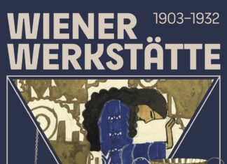 Ausstellung Wiener Werkstätte/ Botschaft Stockholm Das Bild zeigt das Plakat der Ausstellung Wiener Werkstätte, mit Zeichnungen und Abbildungen einiger Exponate, die bei der Ausstellung gezeigt werden.