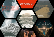 20 Jahre ÖKFenster / Kulturforum Teheran Das Bild zeigt die Titelbilder der letzten Ausgaben des Magazins ÖKFenster