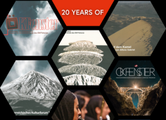 20 Jahre ÖKFenster / Kulturforum Teheran Das Bild zeigt die Titelbilder der letzten Ausgaben des Magazins ÖKFenster