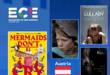 EU-Filmfestival Argentinien / Botschaft Buenos Aires Das Bild zeigt eine Collage aus Plakaten einer Auswahl an österreichischen Filmen, die beim EU-Filmfestival teilnehmen (Mermaids Don’t Cry, Das andere Ende der Straße, Lullaby, Will my parents come to see me)