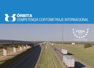 FIDBA – Dokumentarfilmfestival / Botschaft Buenos Aires Das Bild zeigt das Plakat des Filmes „Those Next to Us“, gestaltet für die FIDBA 2024. Darauf sind der Titel und Informationen zum Film abgebildet, während im Hintergrund eine Autobahn mit Autos und LKWs zu sehen ist.