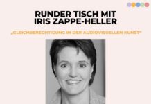 Runder Tisch mit Iris Zappe-Heller / Kulturforum Madrid Das Bild zeigt ein Foto von Iris Zappe-Heller auf rosafarbenen Hintergrund, inkludiert den Titel der Veranstaltung und das Datum der anstehenden Podiumsdiskussion.