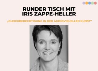Runder Tisch mit Iris Zappe-Heller / Kulturforum Madrid Das Bild zeigt ein Foto von Iris Zappe-Heller auf rosafarbenen Hintergrund, inkludiert den Titel der Veranstaltung und das Datum der anstehenden Podiumsdiskussion.