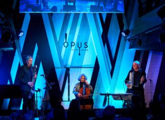 3x j(A)azz! aus Österreich im Opus Jazz Club Budapest / Kulturforum Budapest Das Bild zeigt das Jazztrio „Paier – Valcic – Preinfalk: Fractal Beauty“ beim Auftritt im Opus Jazz Club im Budapest Music Center am 12.12.2024.