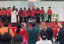 Weihnachtsauftritte – Mozart Chor / Kulturforum New Delhi Das Bild zeigt den Auftritt vom Weihnachtsmarkt (IGCC) in New Delhi