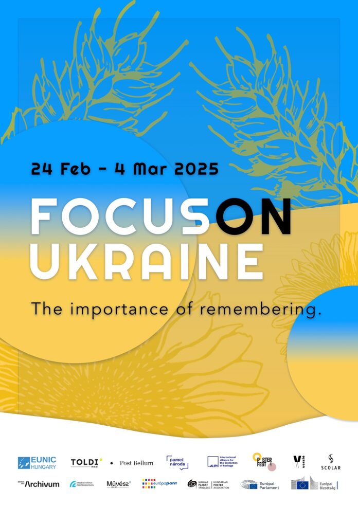 Das Bild zeigt das Logo von „Focus on Ukraine“ in den ukrainischen Nationalfarben