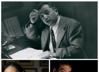 Julius Bürger: Konzert & Film / Kulturforum London Das Bild zeigt eine Collage aus fünf Fotos: Oben ein Schwarz-Weiß-Porträt von Julius Bürger an einem Schreibtisch. Darunter vier Farbfotos von Josipa Bainac Hausknecht, Marc Verter, Ryan Hugh Ross und Gerold Gruber.