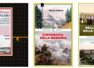 Roberto Keller an der Universität Udine / Kulturforum Mailand Das Bild zeigt 3 Umschläge des Verlags Keller. Es folgt der Titel der Veranstaltung am 5. März mit dem Link, um sie online über Teams zu verfolgen. Schließlich sind die Logos der Universität, des ÖKF Mailand und der Österreichischen Bibliothek Udine zu sehen.