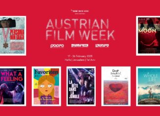 Österreichische Filmwoche / Kulturforum Tel Aviv Das Bild zeigt die Filmposter der 7 Beiträge der Österreichischen Filmwoche in Israel sowie die Logos der teilnehmenden Cinematheken und des Österreichischen Kulturforums Tel Aviv