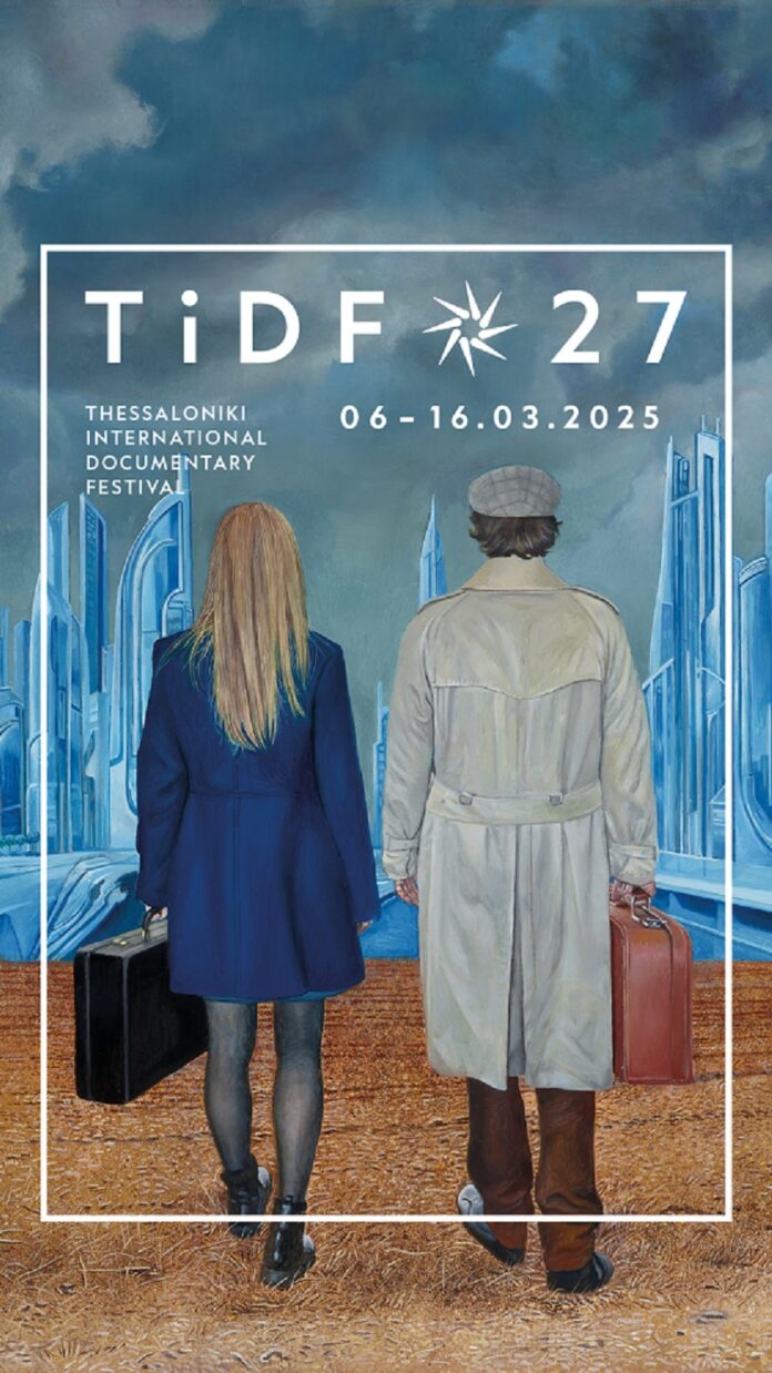 Das Bild zeigt Plakat des Festivals. Ein Mann und eine Frau gehen Hand in Hand dem Horizont entgegen Man sieht sie von hinten.