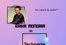Erika Mondria bei Technarte Bilbao / Kulturforum Madrid Das Bild zeigt ein Porträt von Erika Mondria und Informationen zur Veranstaltung