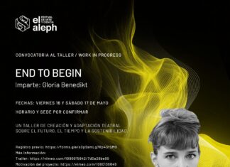 Gloria Benedikt bei El Aleph / Kulturforum Mexiko Schwarzer Hintergrund mit weißer Schrift, die Informationen zur Veranstaltung zeigt. Rechts im Bild ein Porträt von Gloria Benedikt.