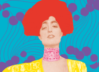 Österreich-Festspiele im Schloss Fontainebleau / Kulturforum Paris Das Bild zeigt eine Grafik, die das Gemälde „Judith und Holopherne“ von Gustav Klimt bezieht.