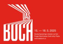 Das Buch 2025 / Kulturforum Prag Das Bild zeigt links das Logo von „Das Buch“ in Großbuchstaben geschrieben, rechts den Zeitraum der Prager Buchmesse „15.-18.5.2025“ und darunter die Inschrift „Deutschsprachige Literatur auf der Prager Buchmesse Svět knihy Praha“ mit dem Hinweis auf die Webseite „www.dasbuch.cz“. All das mit weißer Textfarbe und rotem Hintergrund.