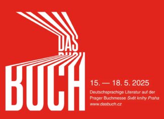 Das Buch 2025 / Kulturforum Prag Das Bild zeigt links das Logo von „Das Buch“ in Großbuchstaben geschrieben, rechts den Zeitraum der Prager Buchmesse „15.-18.5.2025“ und darunter die Inschrift „Deutschsprachige Literatur auf der Prager Buchmesse Svět knihy Praha“ mit dem Hinweis auf die Webseite „www.dasbuch.cz“. All das mit weißer Textfarbe und rotem Hintergrund.
