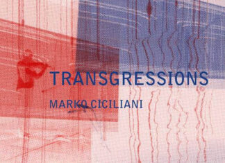 Marko Ciciliani in Israel / Kulturforum Tel Aviv Das Bild zeigt das abstrakte Cover eines Buchs in Rot- und Blautönen.