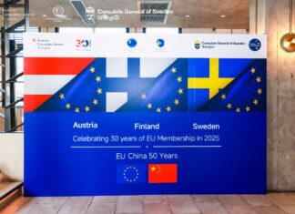 30-jähriges EU-Beitrittsjubiläum von Österreich, Finnland und Schweden / Generalkonsulat Shanghai Das Bild zeigt, welch große Bedeutung Österreich, Finnland und Schweden dem 30-jährigen Jubiläum ihres EU-Beitritts beimessen.