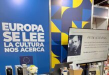 Internationale Buchmesse / Botschaft Buenos Aires Das Bild zeigt einen Ausschnitt der Präsentation zu österreichischem Deutsch/Dialekt inkl. Vortragende und Publikum.