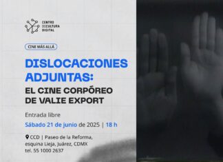 Valie Export: Kino & Widerstand / Kulturforum Mexiko Collage mit Datum der Veranstaltung.