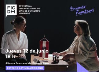21. Menschenrechtsfilmfestival / Botschaft Buenos Aires Das Bild zeigt den Festivalflyer mit dem Filmbild, dem Titel, einer Kurzinformation zum Film sowie den Logos der Unterstützer.