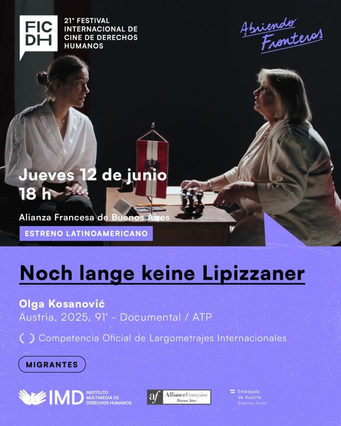 Bild: © FICDH Das Bild zeigt den Festivalflyer mit dem Filmbild, dem Titel, einer Kurzinformation zum Film sowie den Logos der Unterstützer.