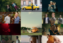 CineAustria / Kulturforum Berlin Das Bild zeigt eine Collage aus verschiedenen Filmszenen, die in einem 3x4-Raster angeordnet sind. Man sieht Menschen in unterschiedlichen Situationen – von Alltagsmomenten über Gespräche bis hin zu dramatischen Szenen wie einem brennenden Fahrzeug. Die Collage vermittelt eine Vielfalt an Stimmungen, von heiter und entspannt bis ernst und bedrückend.
